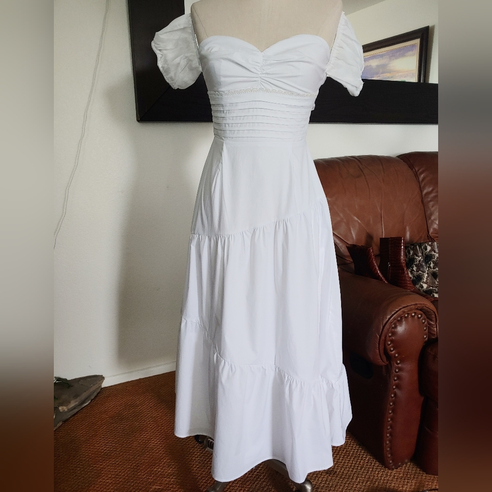 HELLO MOLLY Seaside Picnic Midi White Dress Size 2 - Picture 12 of 13